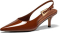 Womens Slingback Kitten Low Heel Pointed Toe Pumps - Comfortable