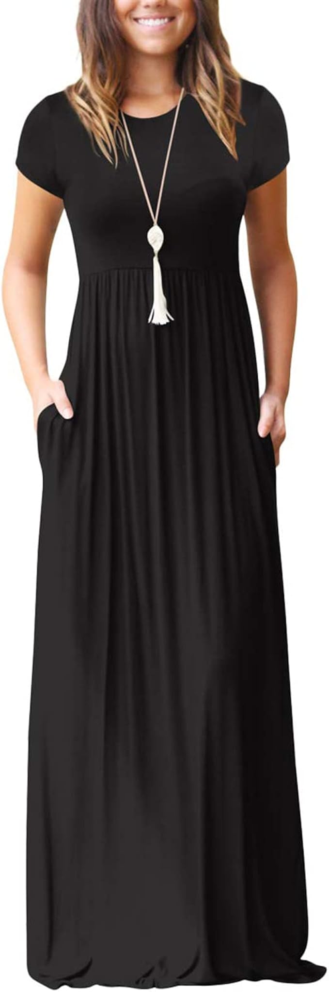 AUOMITH Womens Casual Maxi Dresses with Pockets for Comfort