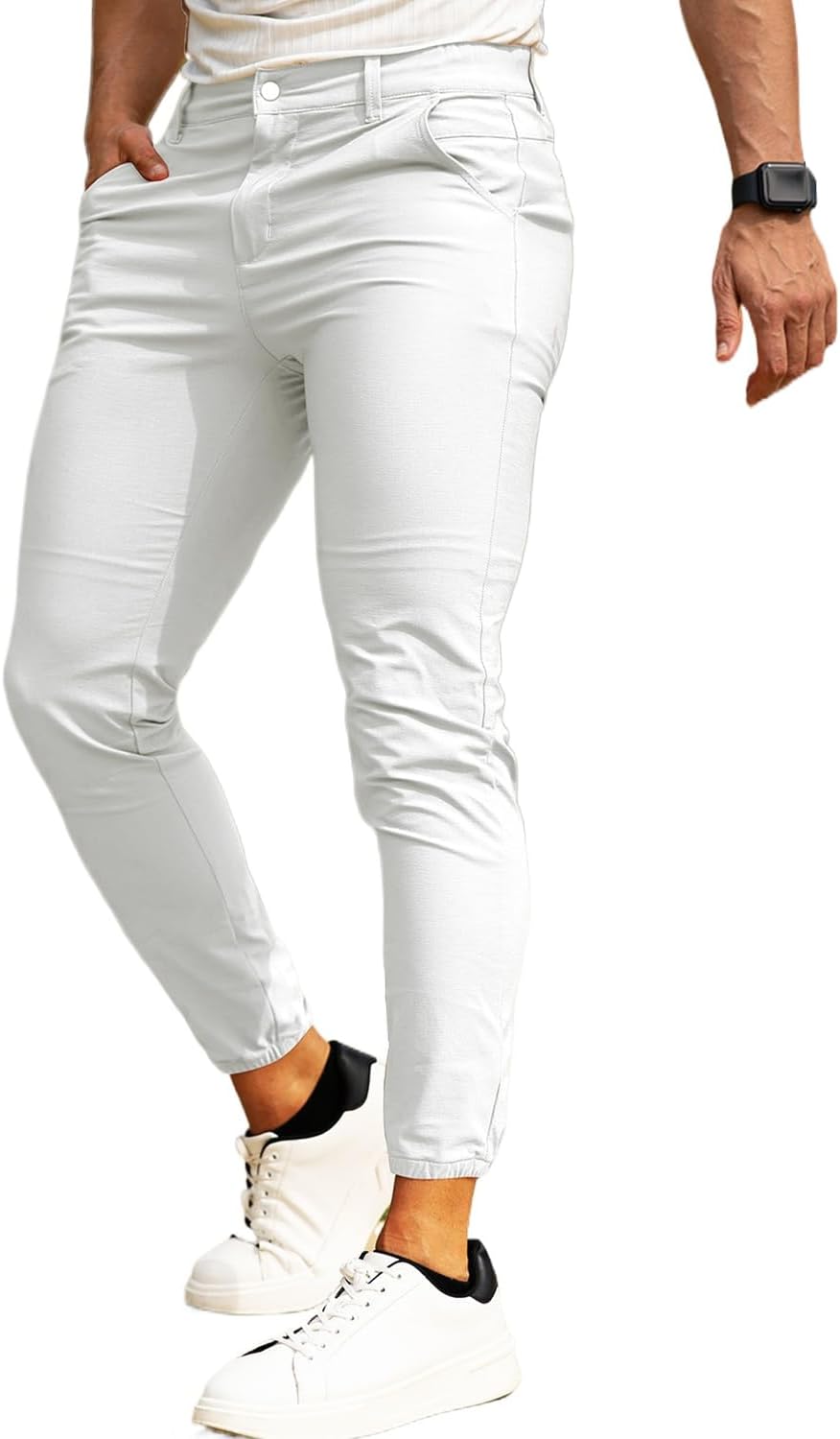 Men's 4-Way Stretch Slim Tapered Fit Golf Joggers for Comfort