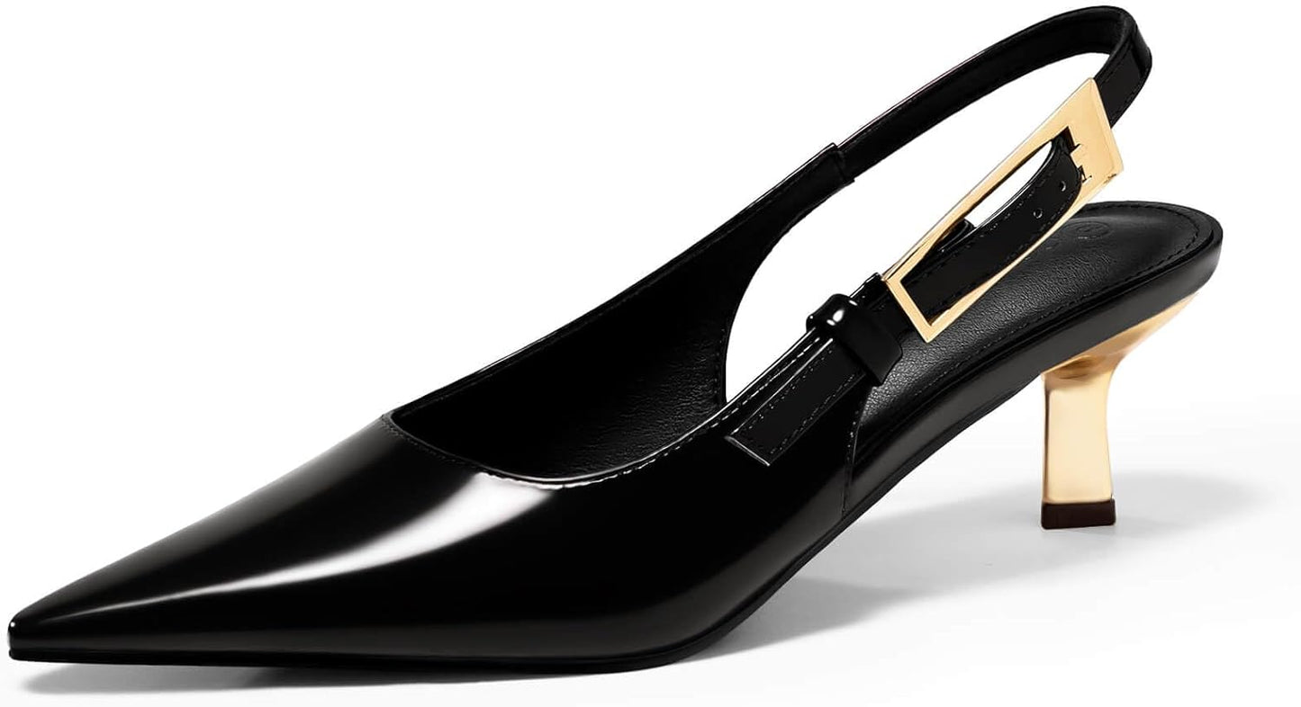 Coutgo Womens Slingback Kitten Heels for Elegant Occasions