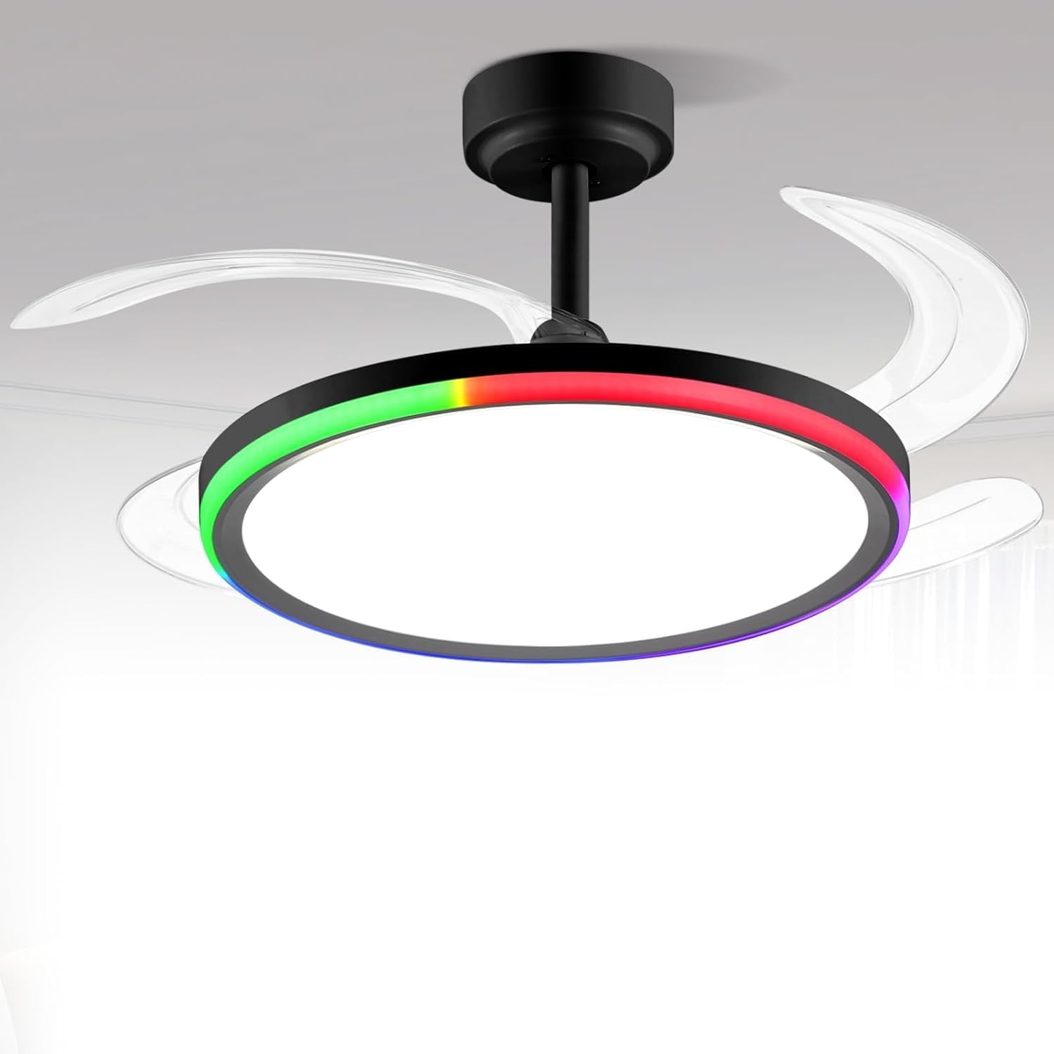 BAYSQUIRREL Slim Retractable Ceiling Fan with Light and APP Control