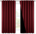 NICETOWN 100% Blackout Curtains Bedroom Red - Thermal Insulated Pair