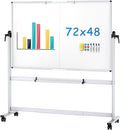 VIZ-PRO Double-Sided Mobile Whiteboard 72 x 48 in - Rolling Magnetic