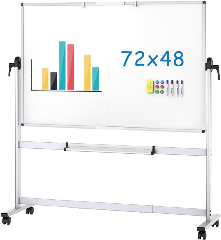 VIZ-PRO Double-Sided Mobile Whiteboard for Efficient Presentations