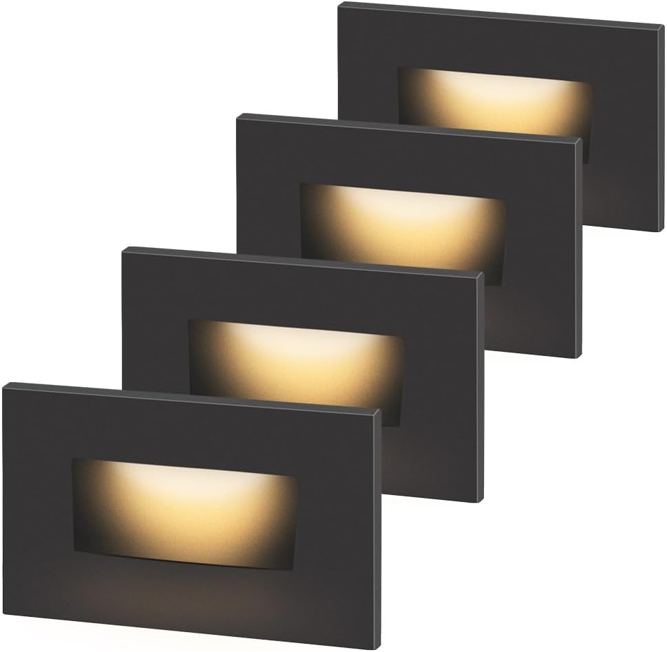 Dimmable LED Step Lights for Indoor and Outdoor Use - 4 Pack