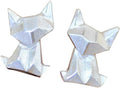 Origami Cat Earrings in Sterling Silver 925 - Cute Matte Studs