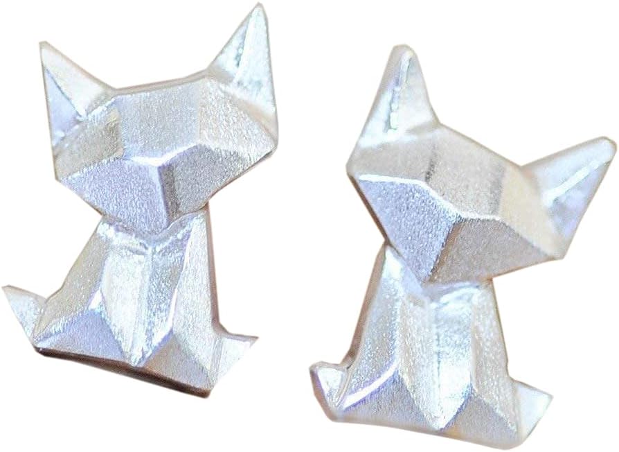 Origami Cat Earrings in Sterling Silver 925 for Cat Lovers