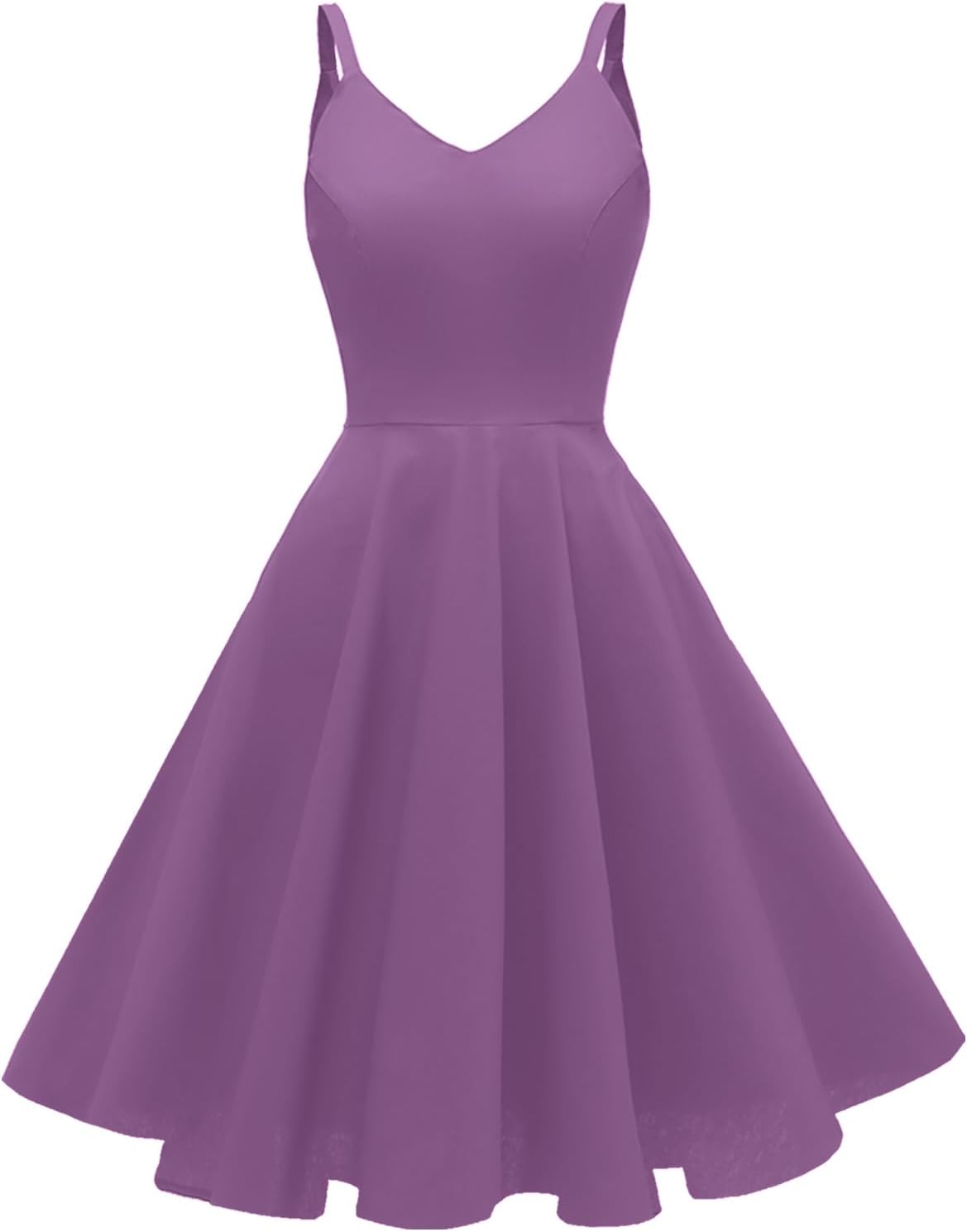 GOOBGS Women's 1950s Retro Vintage Spaghetti Strap Dress