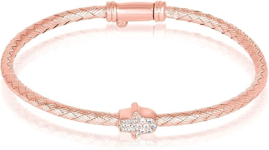 Sterling Silver Hamsa Hand Bracelet for Women by Alef Bet