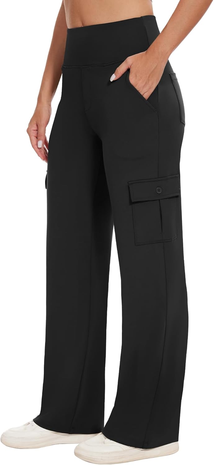 Yoga Cargo Pants for Women with Pockets and High Waist Design