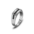 925 Sterling Silver Men's Ring with Black Zircon - Elegant Wedding