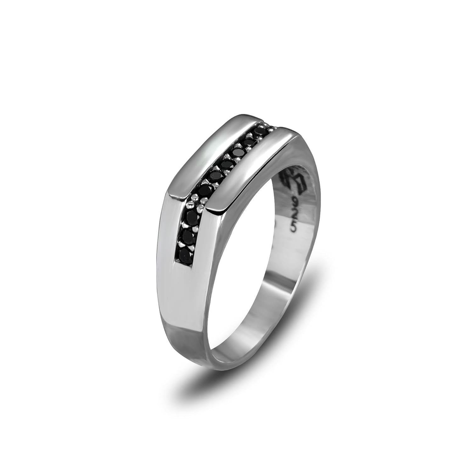 925 Sterling Silver Men's Ring with Gemstones for Engagement