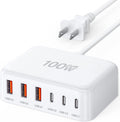 USB C Fast Charger 100W 6-Port Charging Station - Compact 5ft Cord
