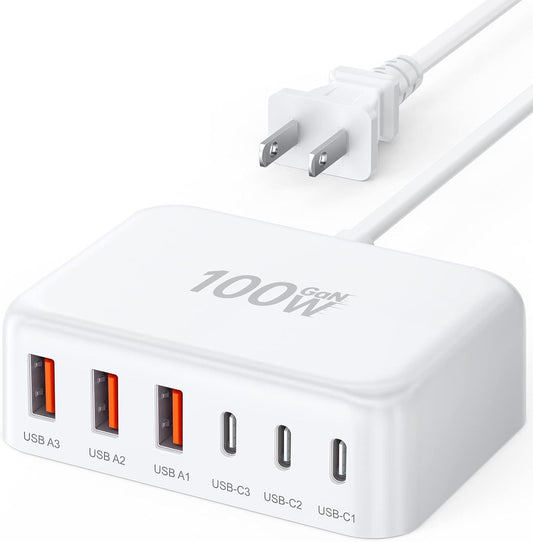 100W GaN 6-Port USB C Fast Charger Hub - BREEKET