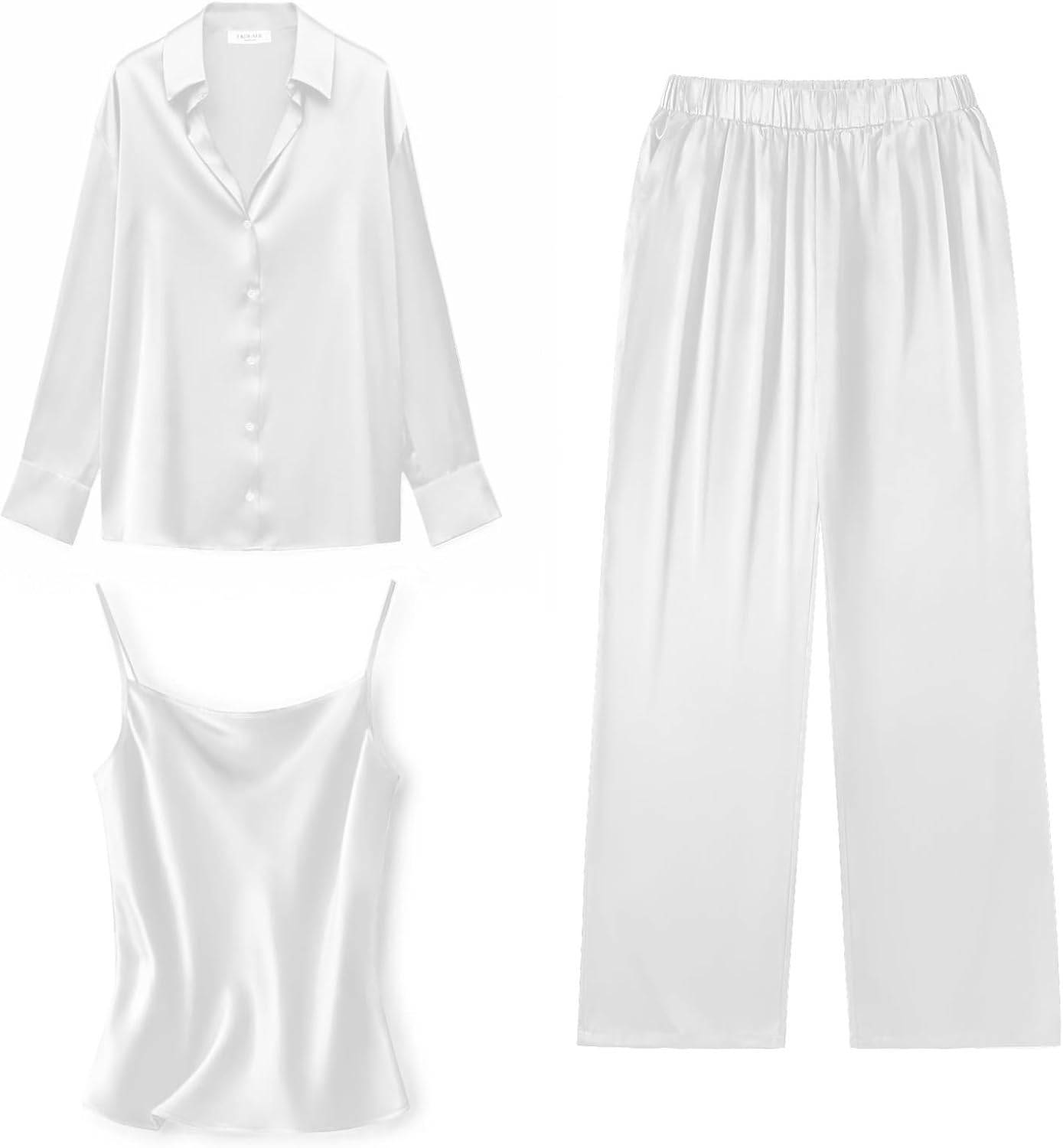 Ekouaer Silk Pajamas for Women Set 3 Piece Soft Lounge Set