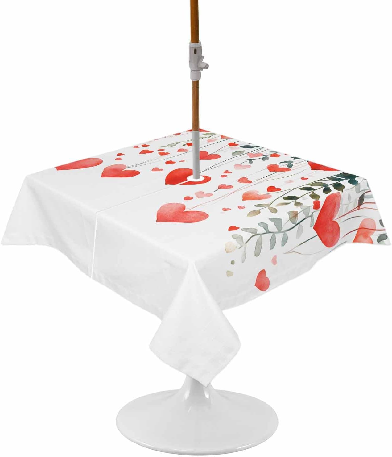 Romantic Red Heart Tablecloth - Waterproof, Perfect for Patio