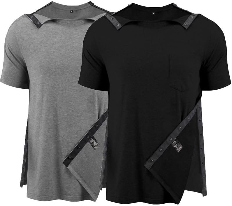 Post Shoulder Surgery Shirts for Men with Full Snap Design
