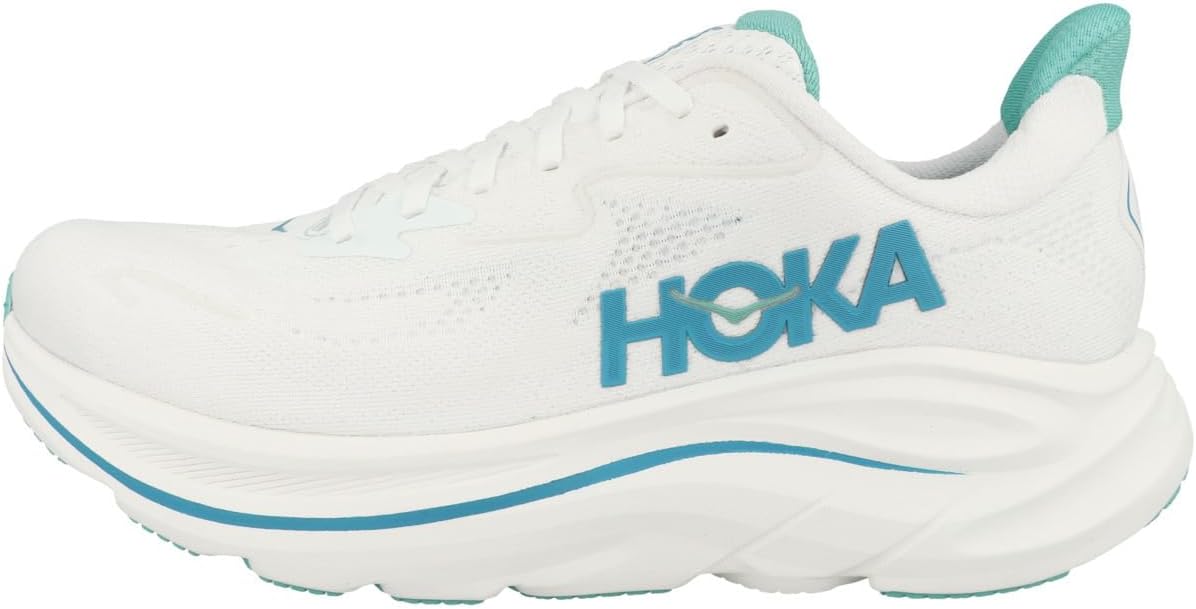 HOKA Mens Clifton 10 Running Shoes with Jacquard Knit Upper