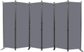 Room Divider 6FT 6-Panel Fabric Privacy Screen - Portable 132in Width