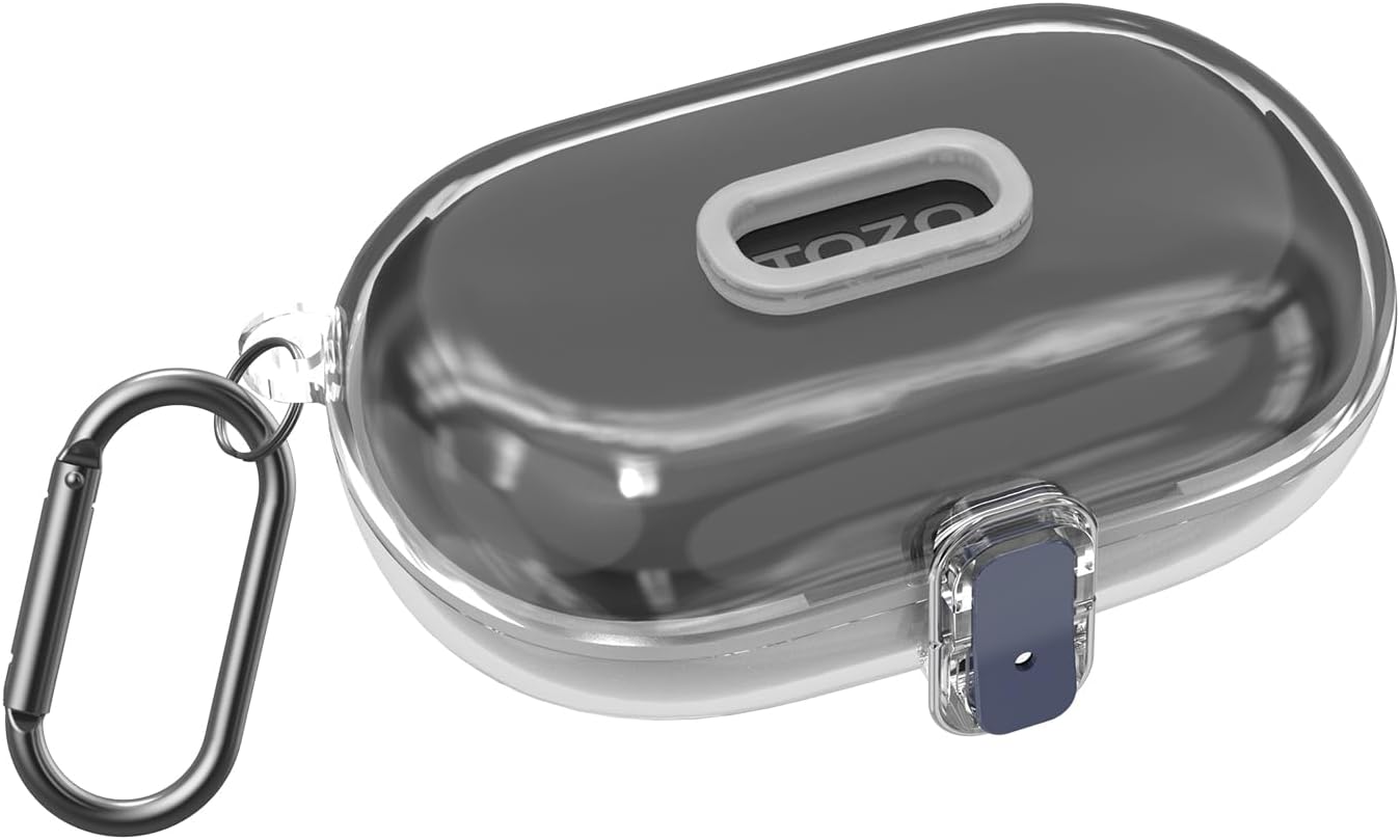 Clear Hard PC Case for TOZO O2 Open Earbuds + Carabiner