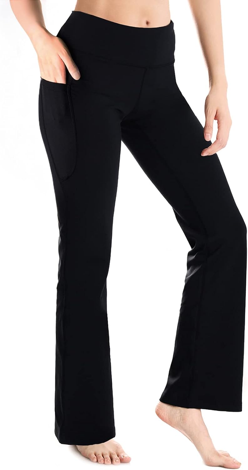 Yogipace Women's Bootcut Yoga Pants with Side Pockets for Comfort