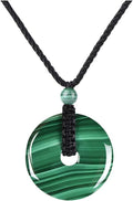 Genuine Stone Malachite Pendant Necklace - Adjustable Healing