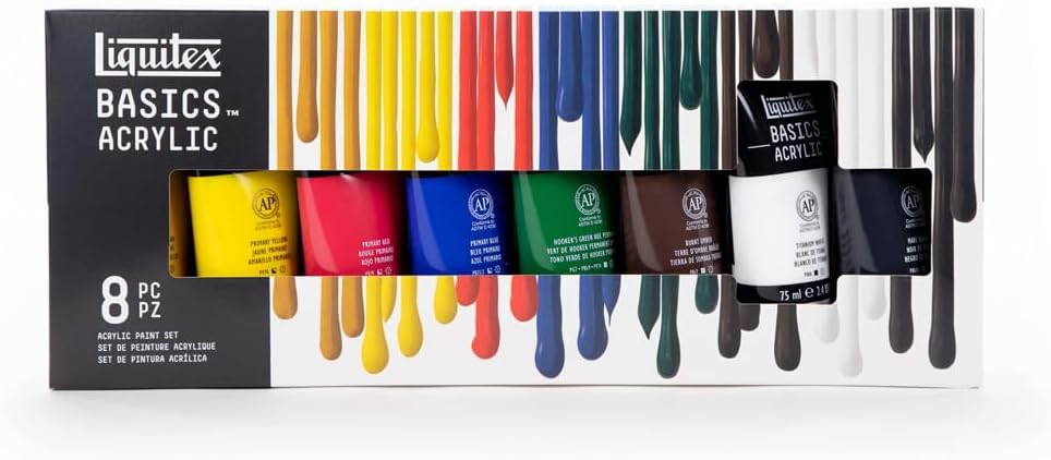 Liquitex BASICS Acrylic Paint Set - 8 x 75ml Tubes for Artists