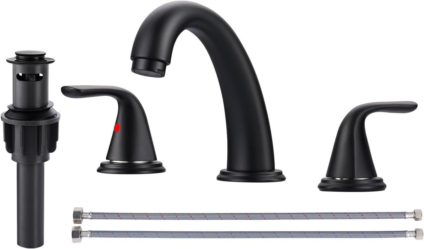 Widespread Bathroom Sink Faucet with Matte Black Finish