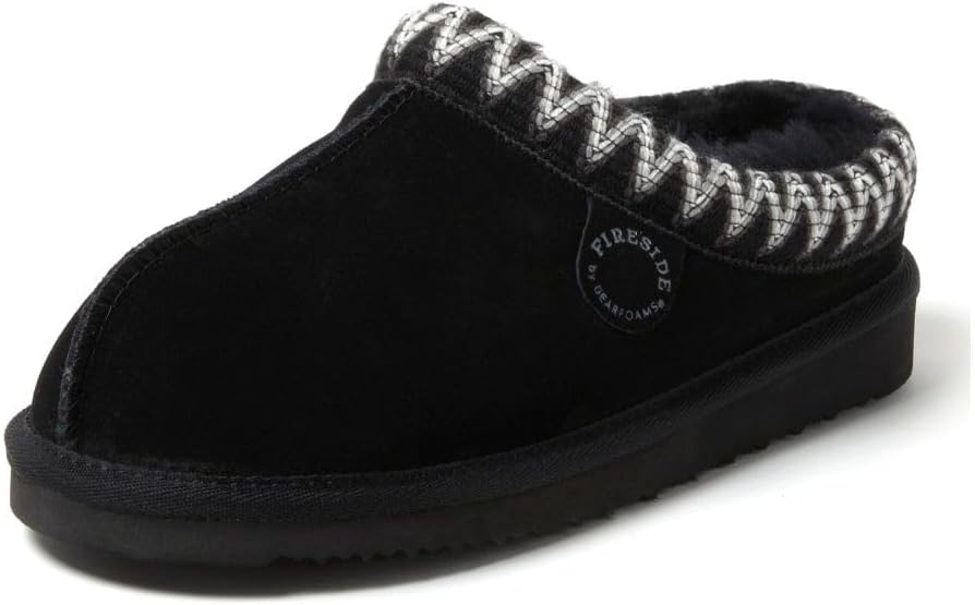 Fireside Womens Greta Genuine Shearling Clog Slippers for Comfort