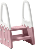Two Step Stool with Handrails for Toddler and Kids - Stable Step Tower