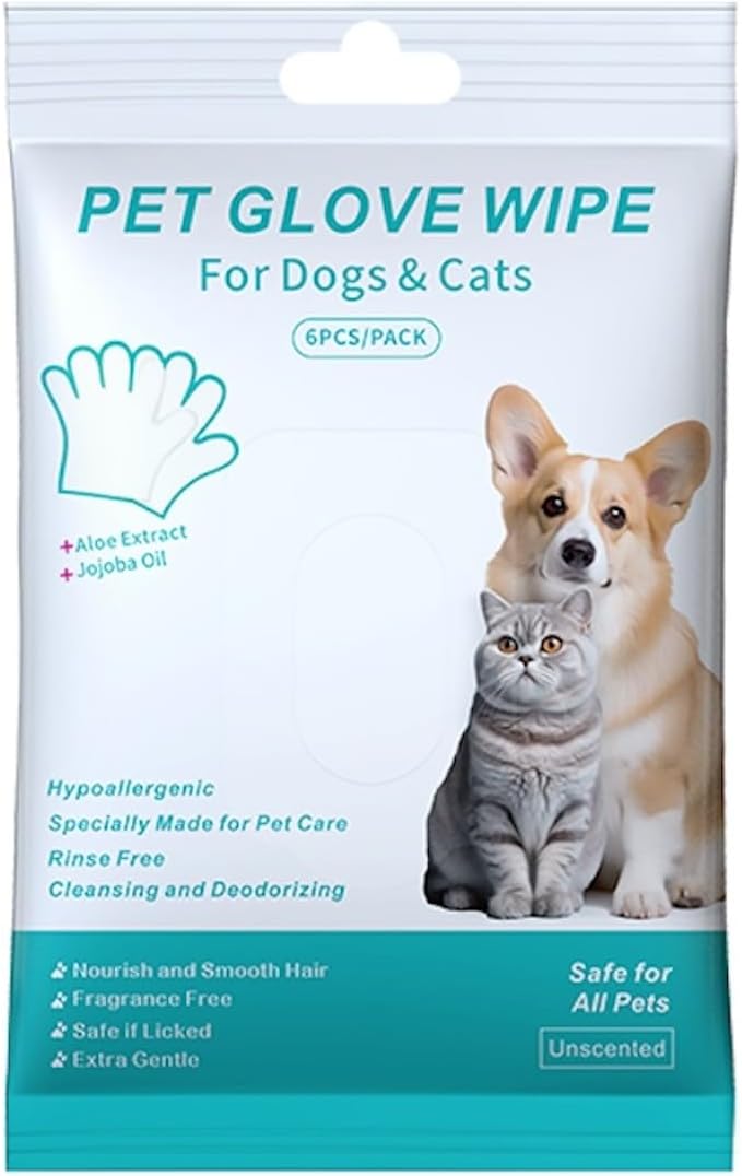 Pet Grooming Gloves: Extra Thick, Rinse-Free Cleanse