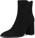 Womens Heeled Ankle Boots Pointed Toe Chunky Block Heel - Stylish
