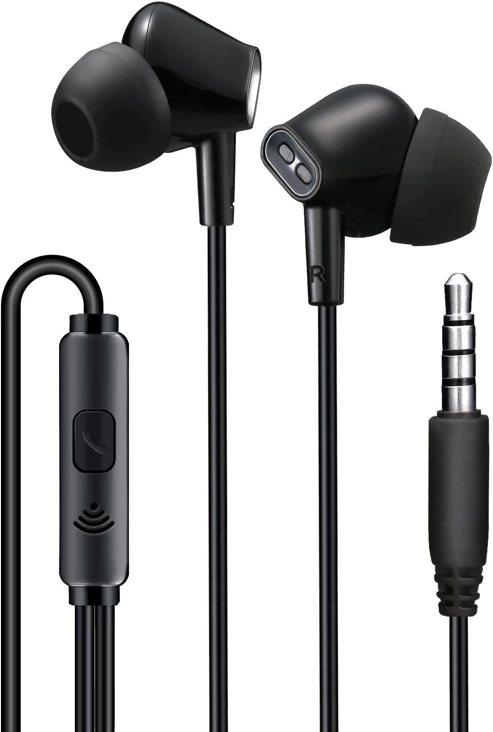 School Mic Earbuds: Noise Isolating Stereo Bass - Aylaa - Black
