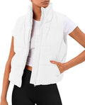 AUTOMET Puffer Vest Women Sleeveless Winter Cropped - Warm Lightweight
