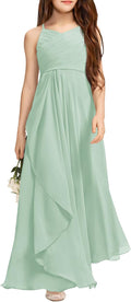 Girls A-Line Halter Chiffon Maxi Dress - Flowing Junior Bridesmaid