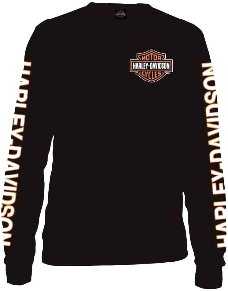 Harley-Davidson Men's Long Sleeve Black Shirt with Orange Graphics