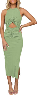 Stylish Bodycon Midi Dress for Women with Sleeveless Cut Out