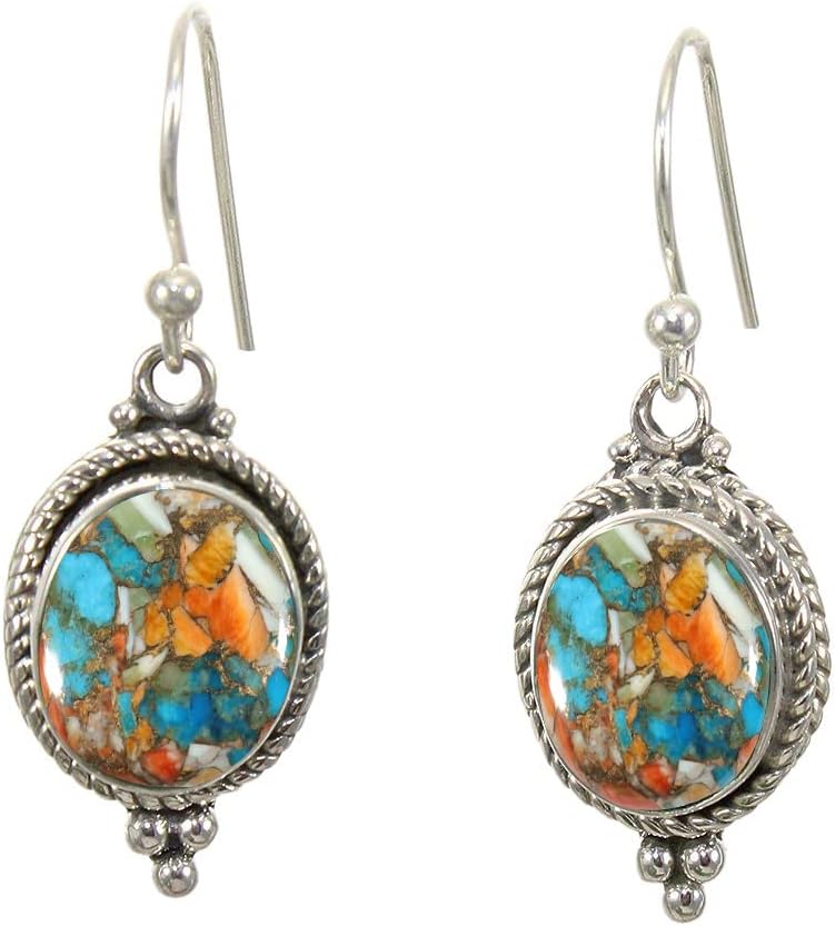 925 Sterling Silver Dangle Drop Earrings with Blue Gemstone