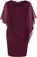 Women's Mesh Cape Overlay Bodycon Knee Length Pencil Dress - Elegant