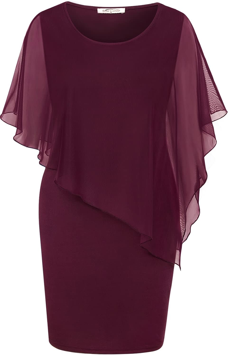 Stylish Women's Mesh Cape Overlay Bodycon Dress for Weddings