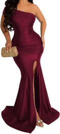 Women Off Shoulder High Split Maxi Dress - Elegant Formal Fit
