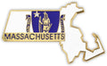PinMart State Shape Flag Lapel Pin - Massachusetts State Flag Pin