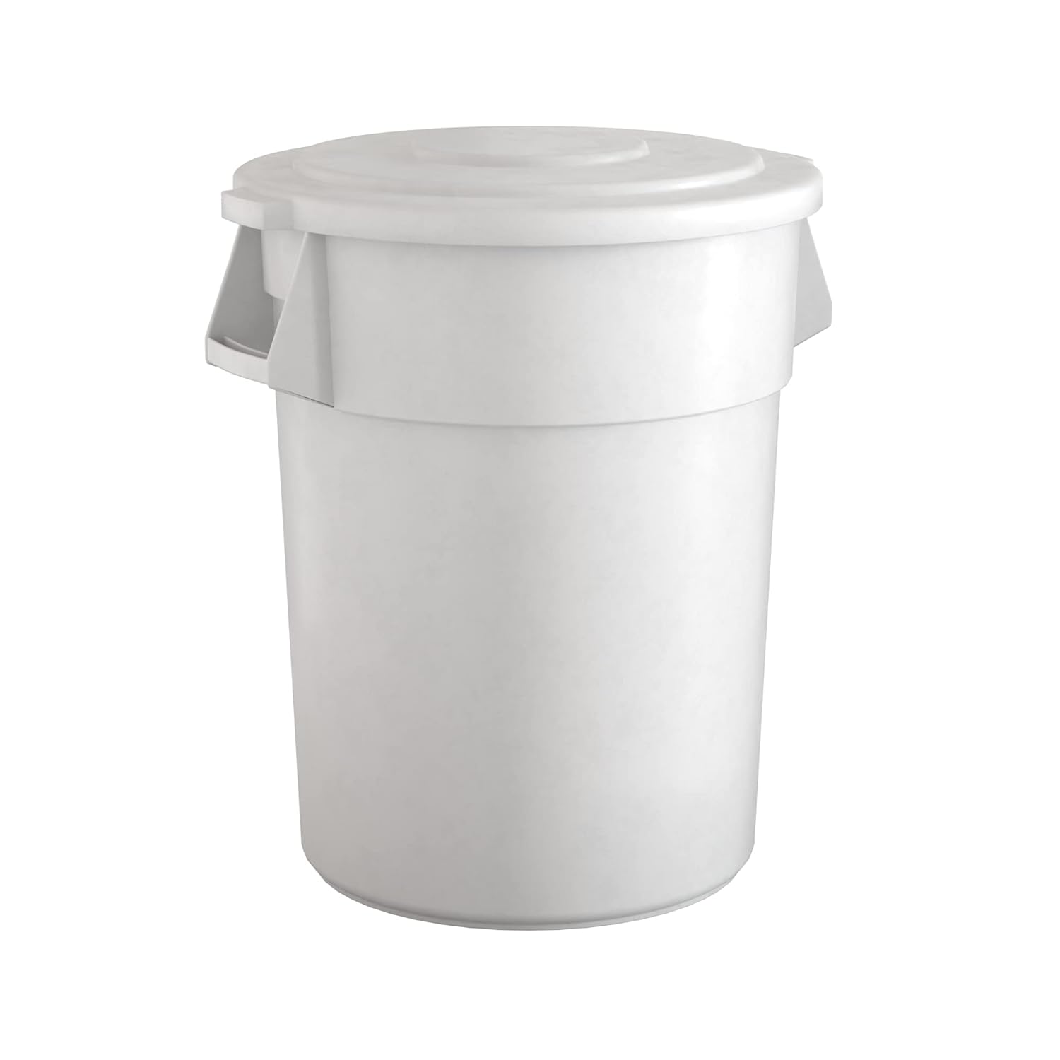 55 Gallon White Round Commercial Trash Can with Lid for Durability