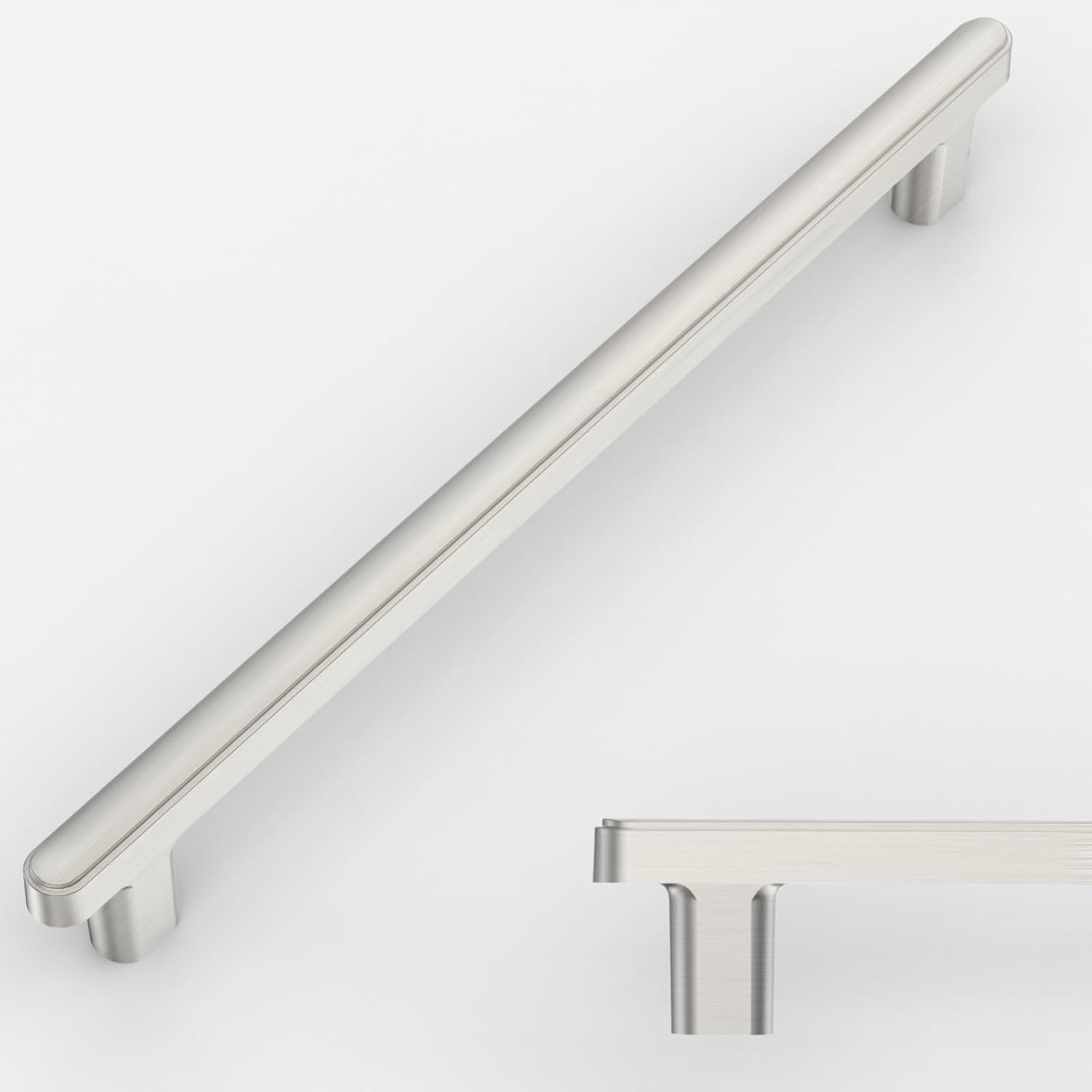 Amerdeco 10 Pack Brushed Satin Nickel Cabinet Pulls for Kitchen
