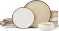 Herogo 12 Piece Stoneware Dinnerware Set for 4 - Durable Reactive