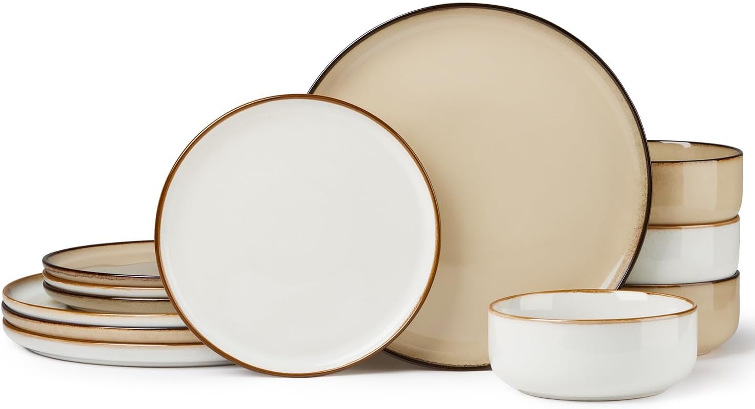12 Pieces Stoneware Dinnerware Set for 4 - Stylish & Durable
