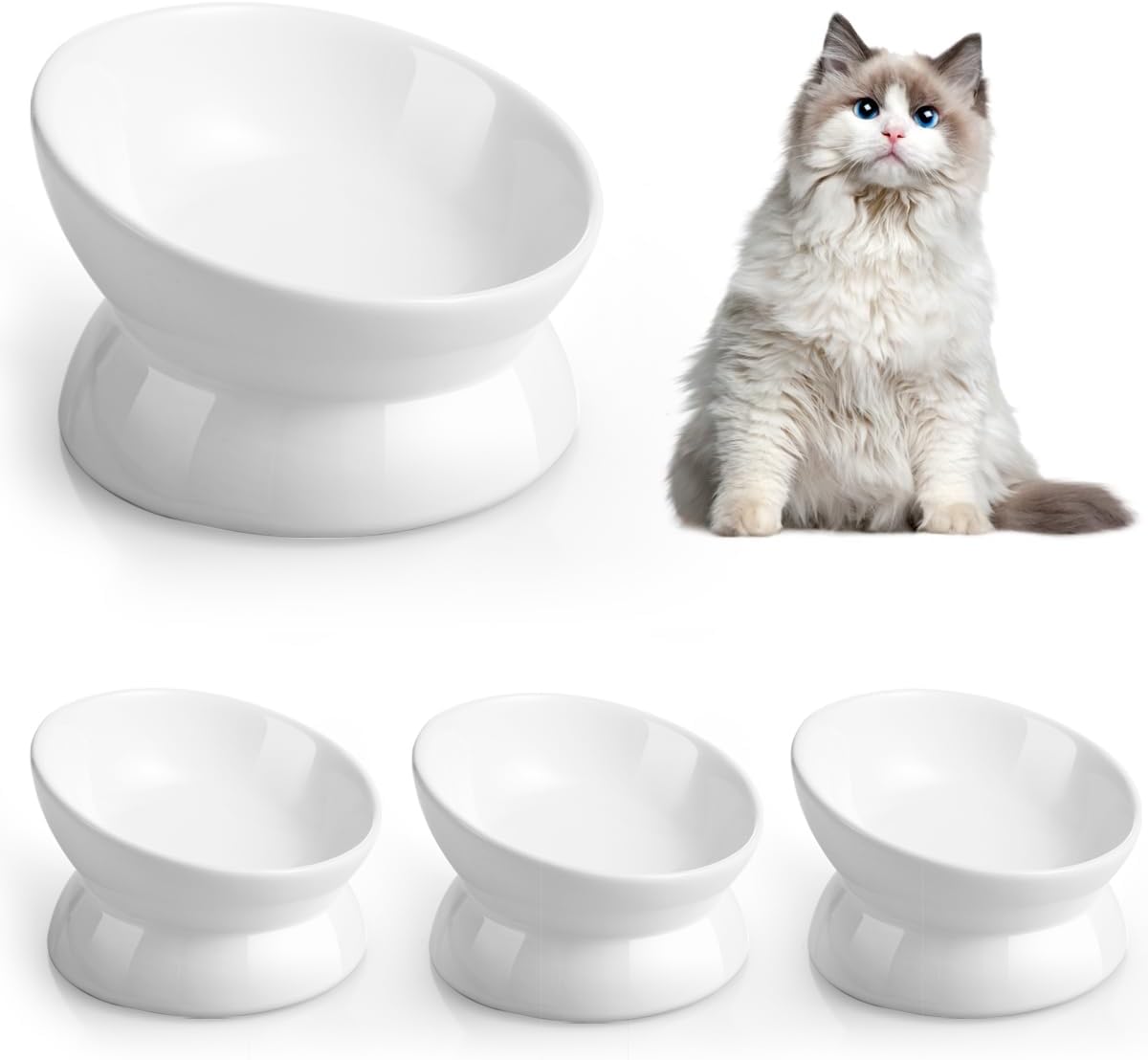 LoeJan Elevated Cat Food Bowl for Comfortable Eating Position