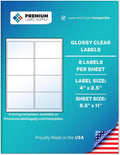 Glossy Clear Address Labels 4 in x 2.5 in - 800 Permanent Laser/Inkjet