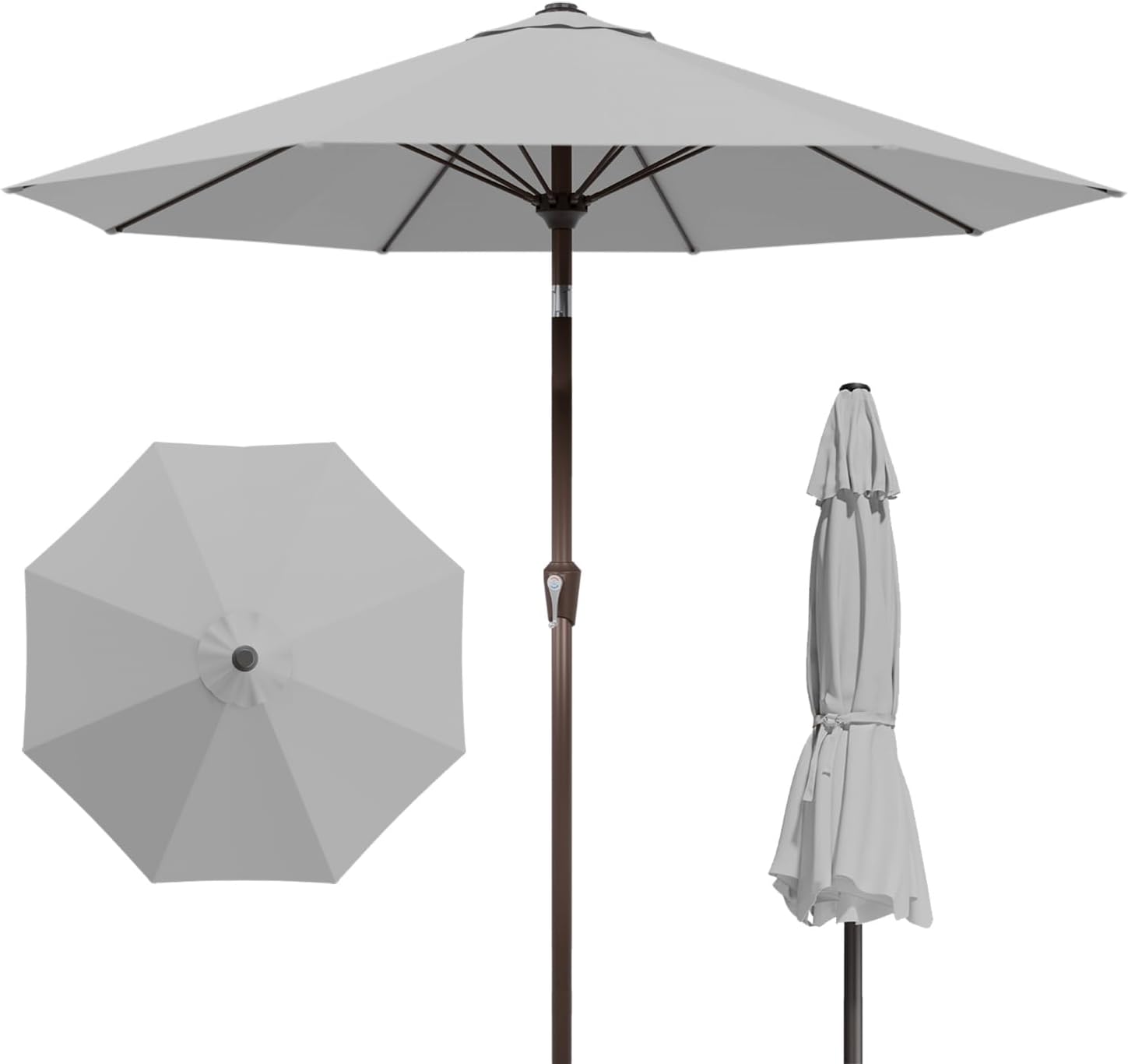 9FT Patio Umbrella with Push Button Tilt and Crank for Shade