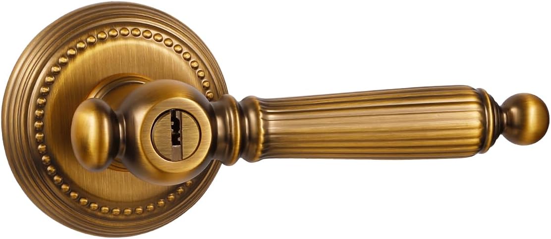 Antique Door Lever with Lock and Key for Stylish Security